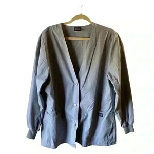 Cherokee Work Wear Authentic Scrubs Snap Front Bottom- down Grey